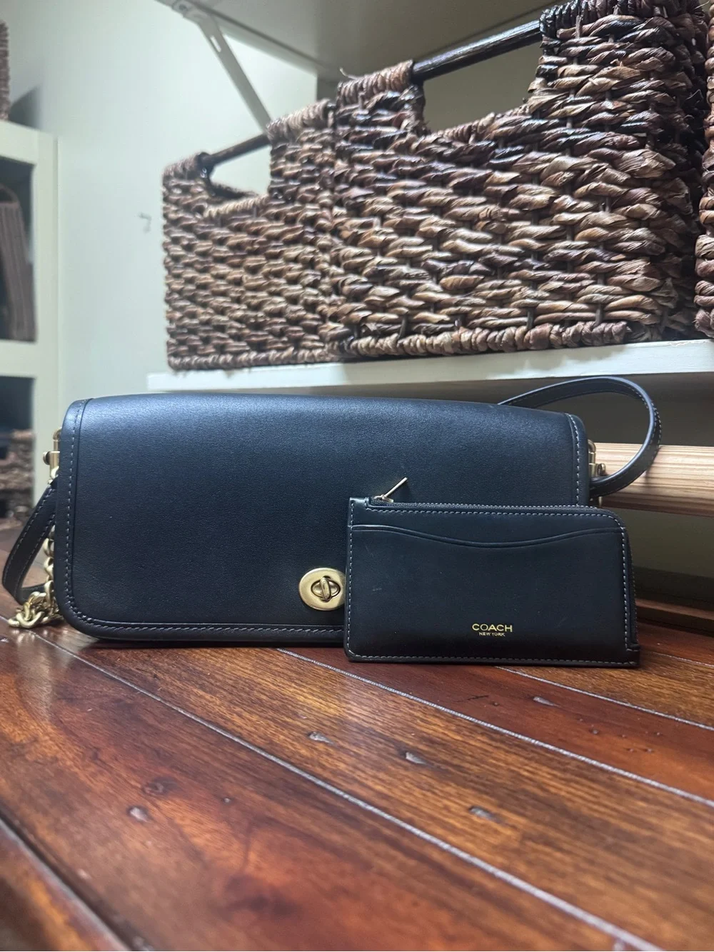 Coach Black Leather card slim wallet